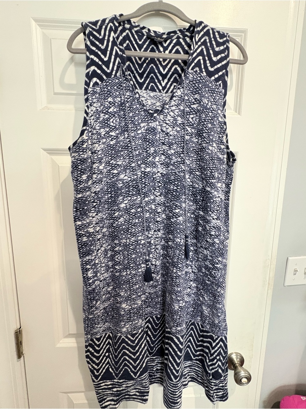 Lucky Brand Blue & White Geometric Sleeveless Dress/Coverup Size 1X